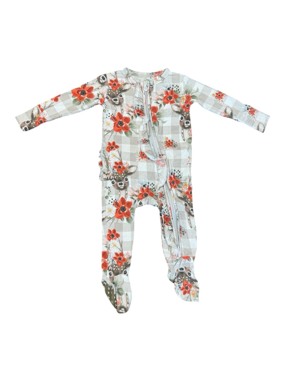 Posh Peanut Floral Deer Print Footed One-Piece Sleeper